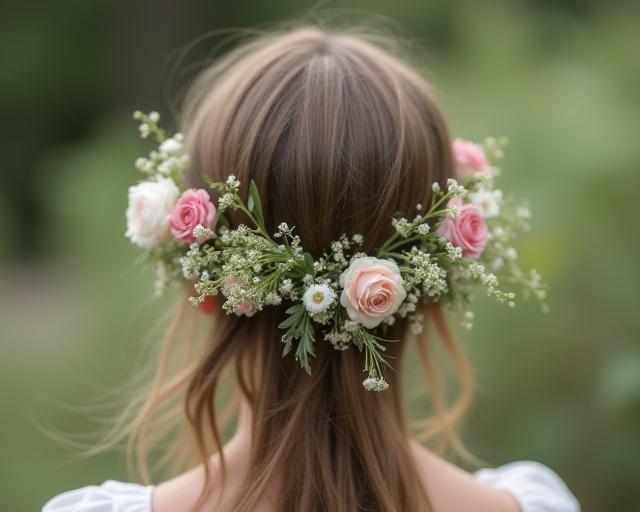 Corona di fiori freschi fatta a mano