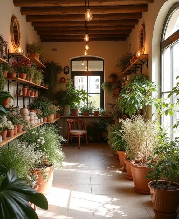 L'interno accogliente del negozio Ciclo Fiorito a Roma